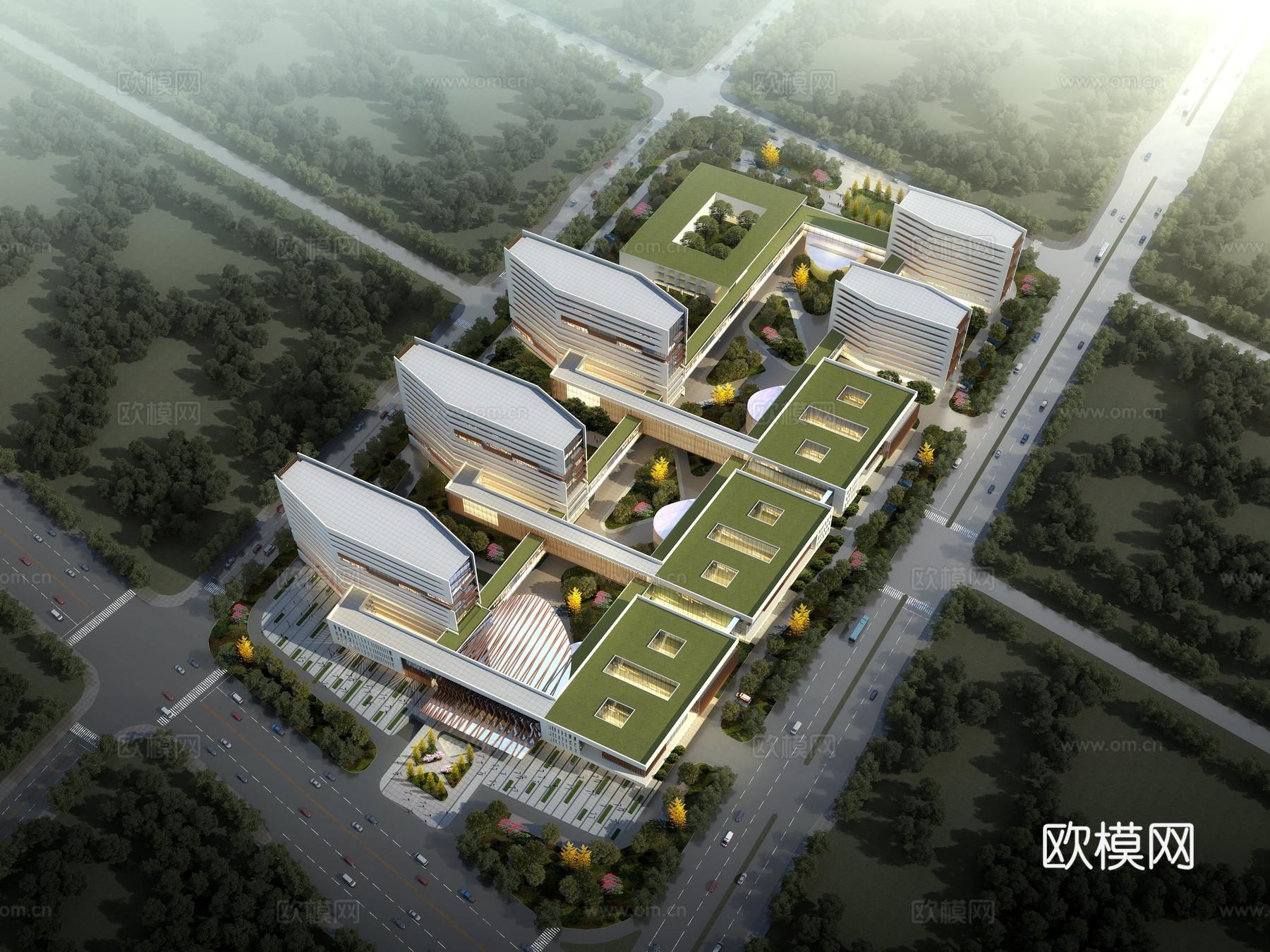 养老院鸟瞰3d模型下载