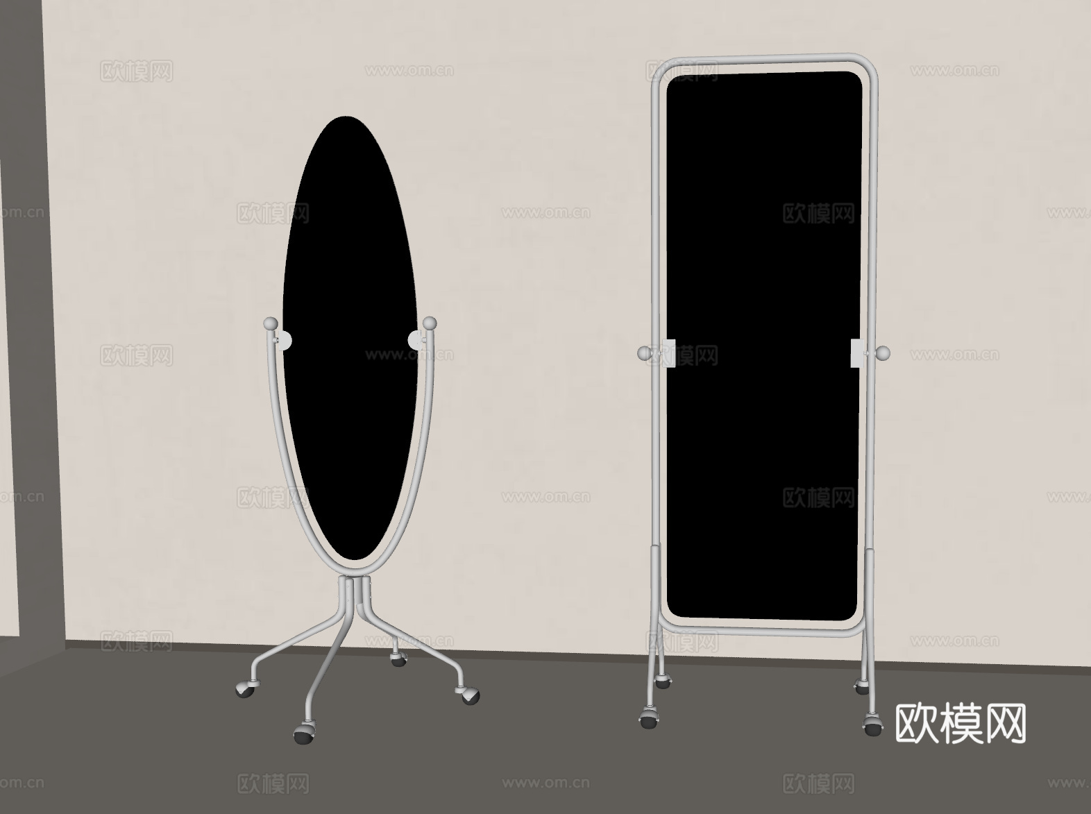 中古风镜子 穿衣镜 全身镜su模型下载（渲染图1）