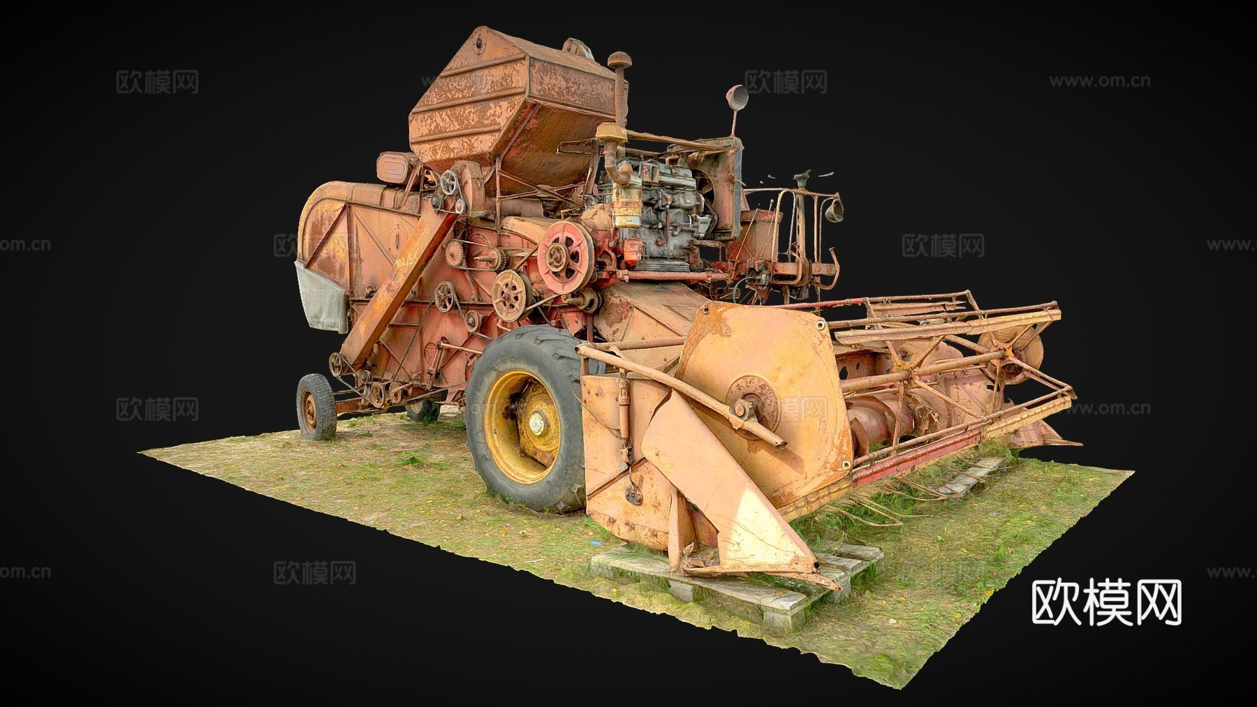 挖掘机 收割机3d模型下载（渲染图1）