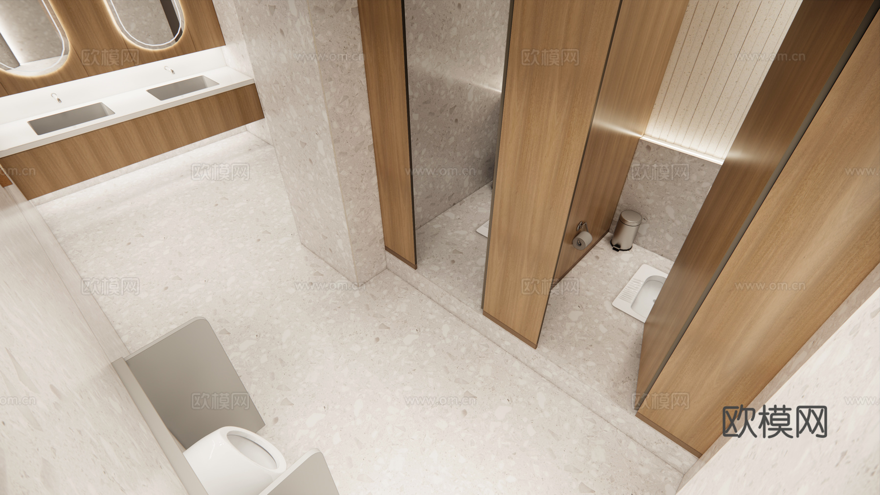 汽车品牌销售展厅 卫生间 母婴室su模型下载（渲染图2）