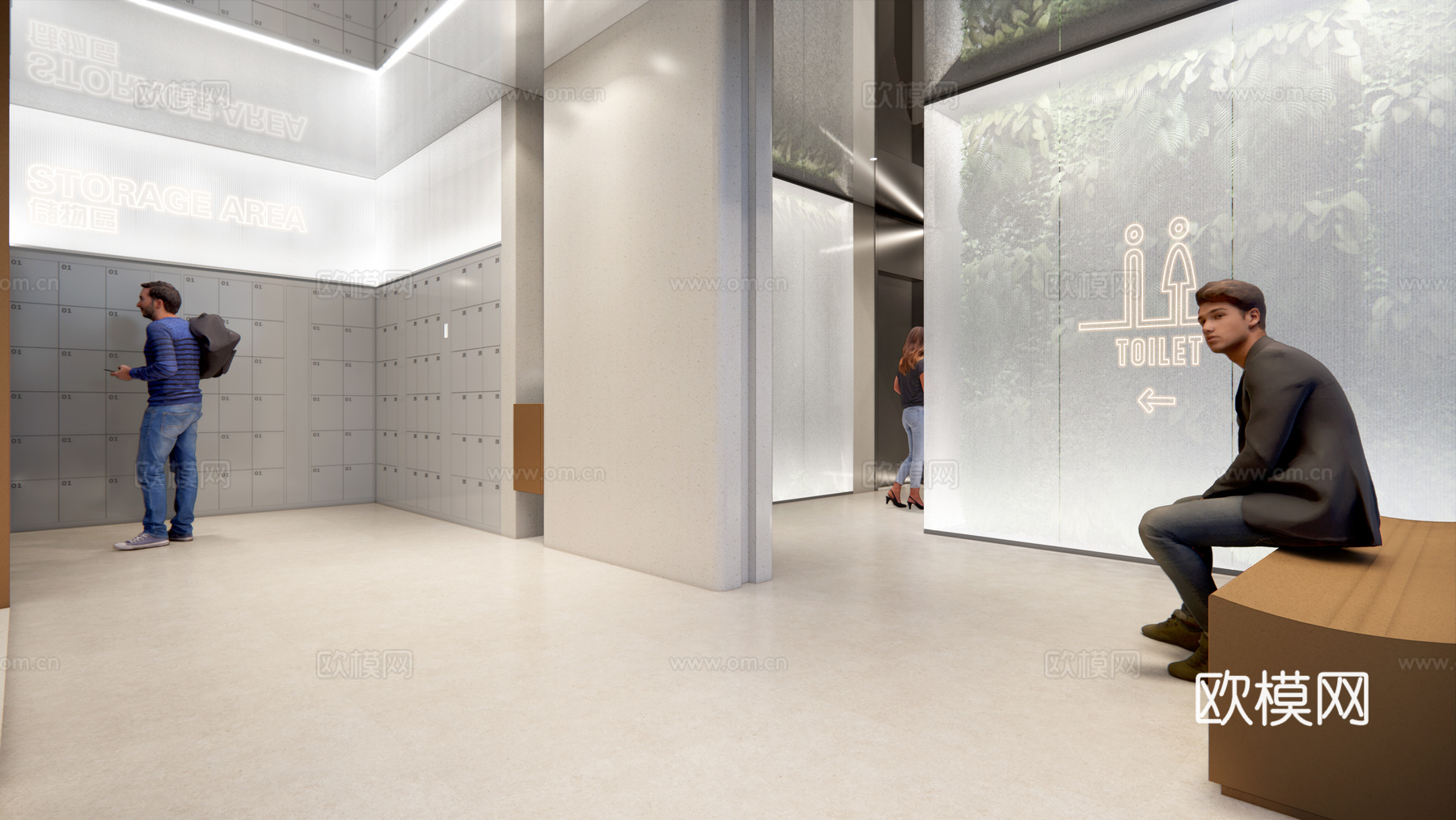 汽车品牌销售展厅 卫生间 母婴室su模型下载（渲染图4）