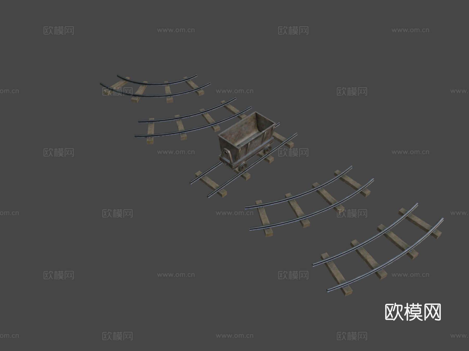 矿车 轨道3d模型