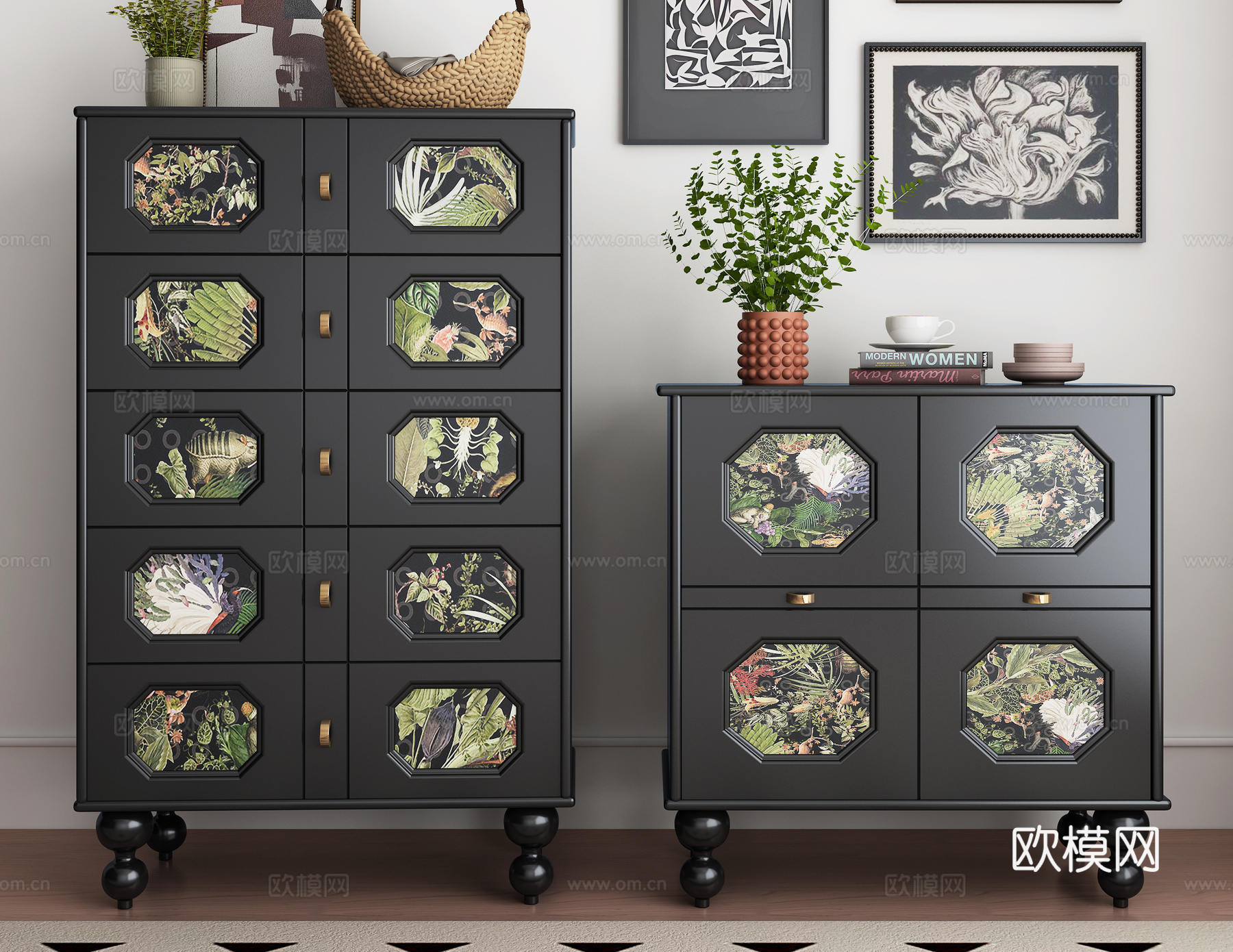 法式边柜 斗柜3d模型下载（渲染图2）