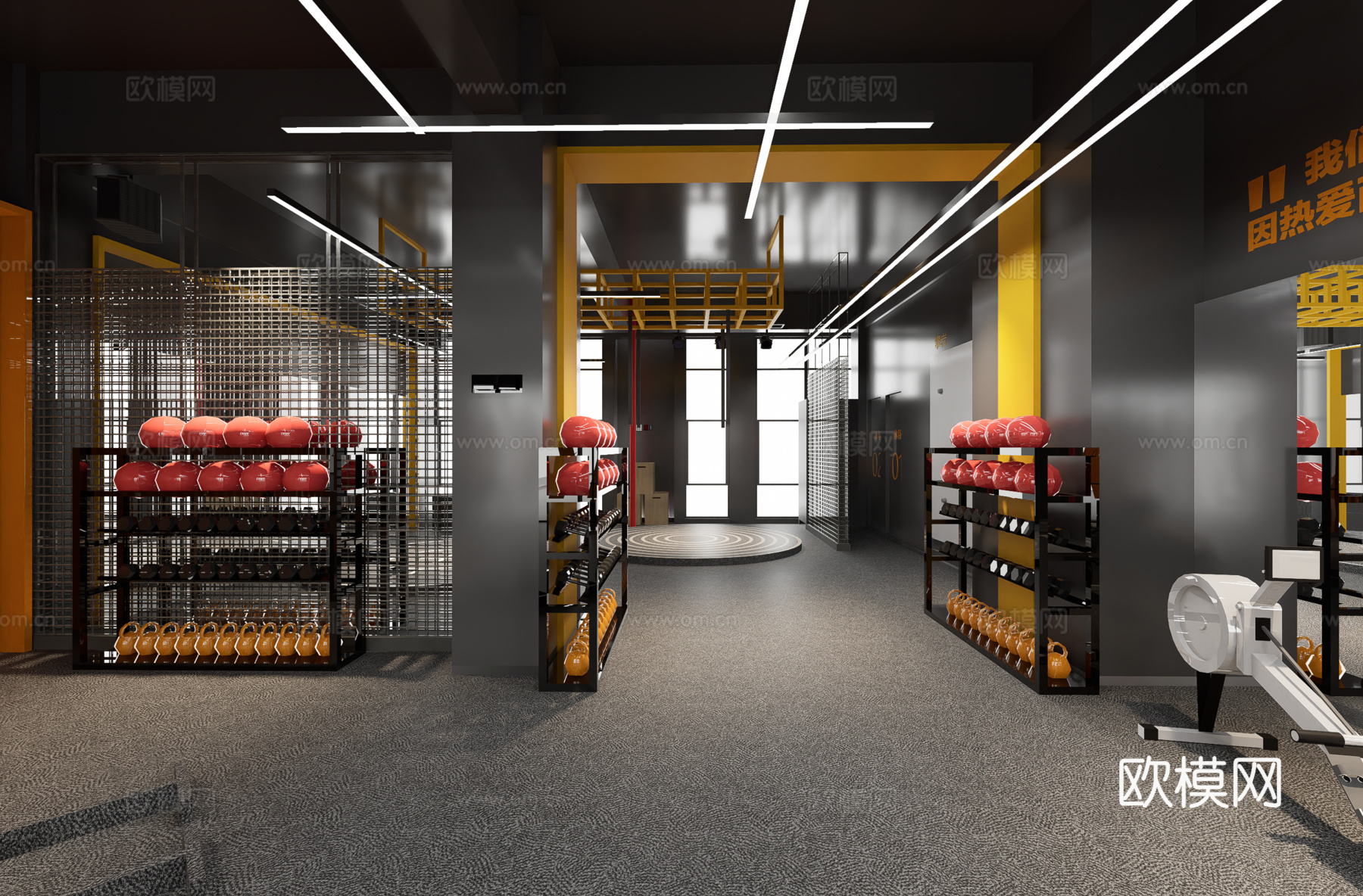 现代健身房 轰趴馆su模型下载（渲染图4）