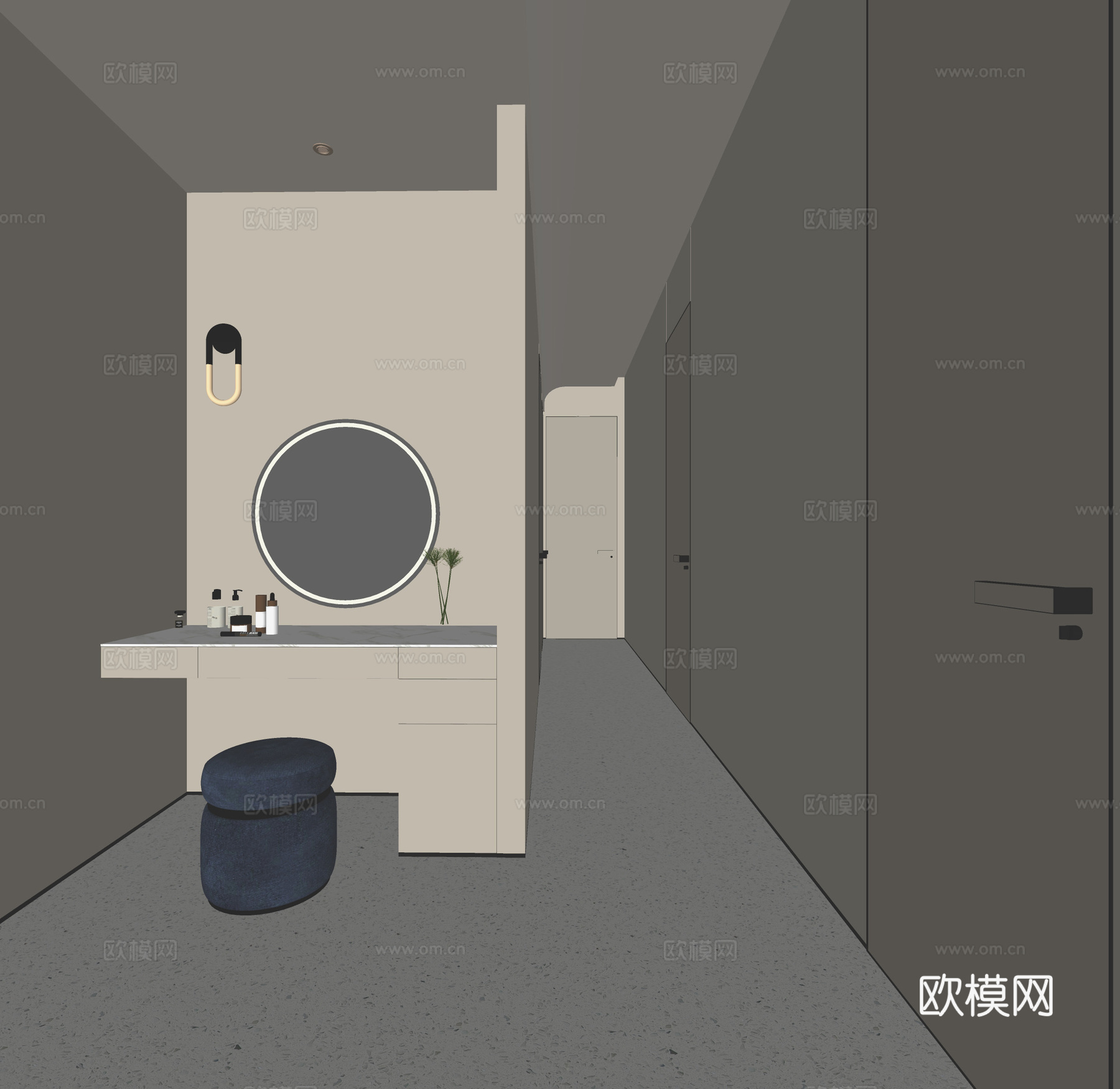 现代美容SPA 走廊过道su模型下载（渲染图1）