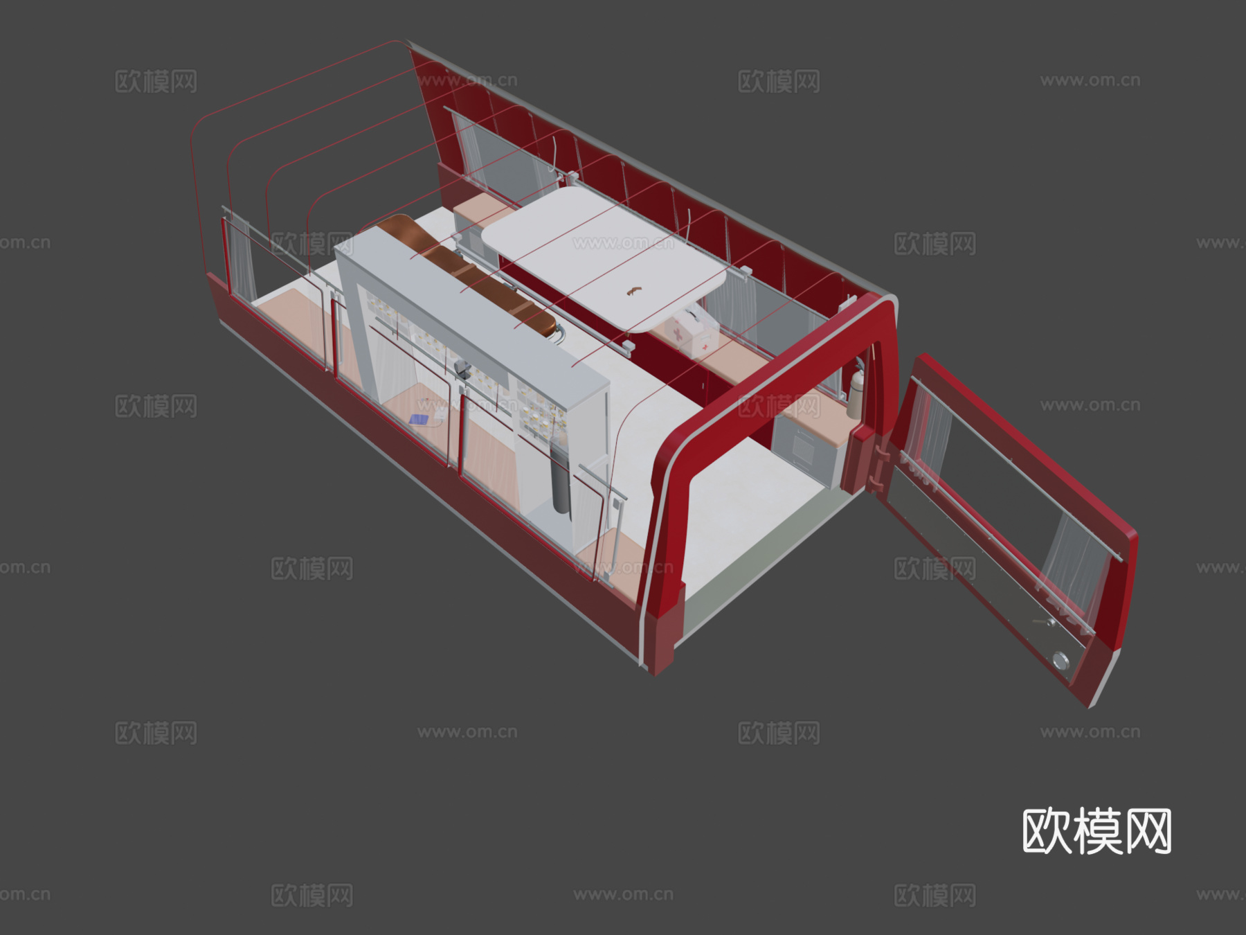 救护车有内饰3d模型