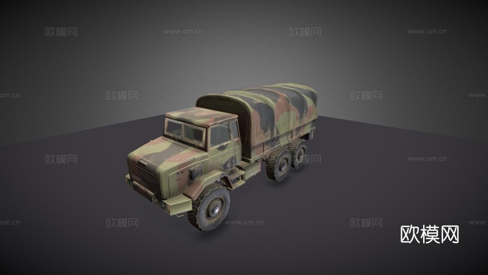 军用汽车 卡车3d模型下载(渲染图1)