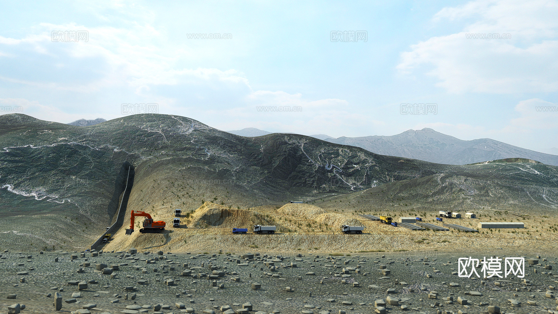 山地 山脉 群山 景观场景3d模型