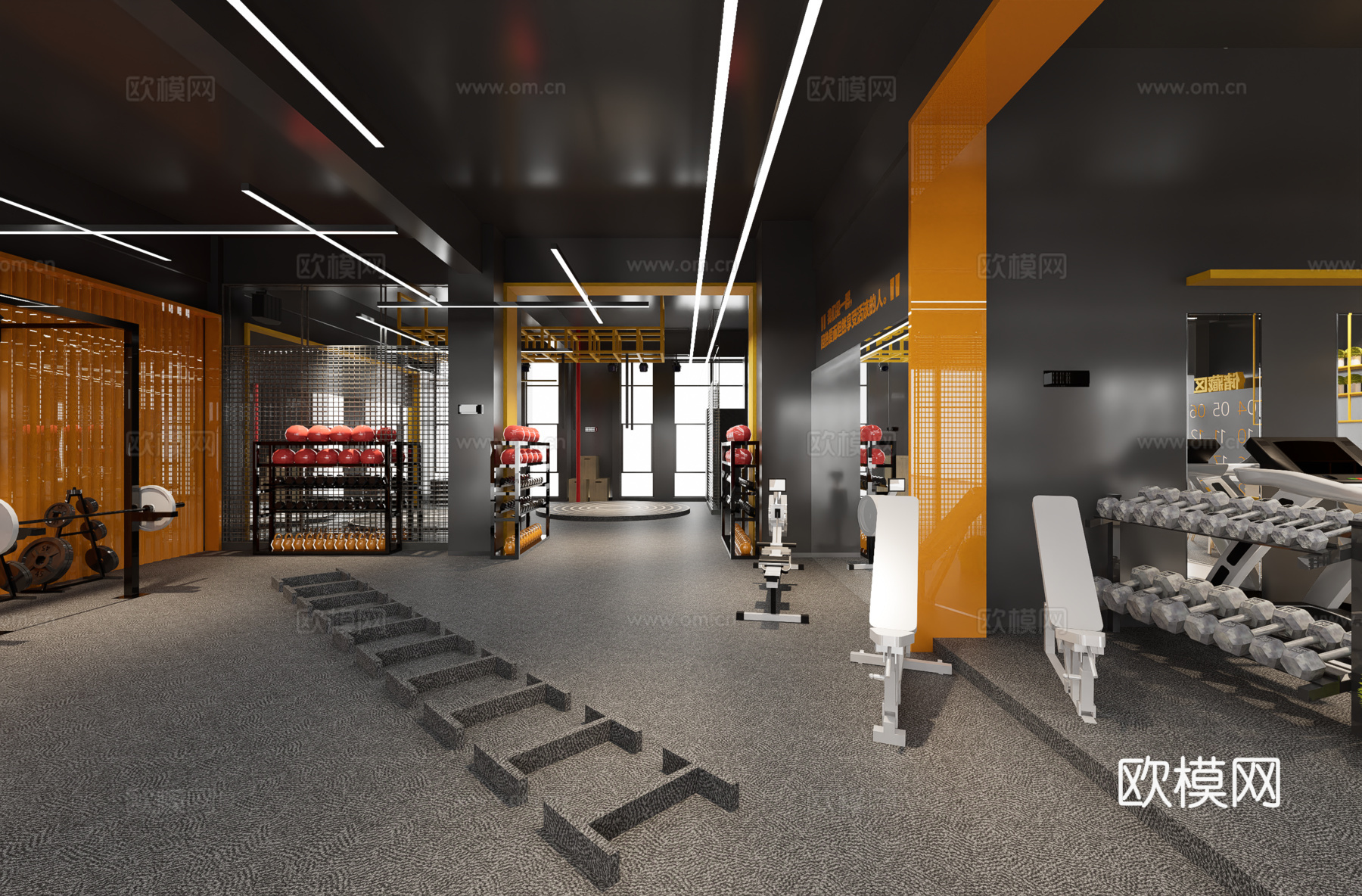 现代健身房 轰趴馆su模型下载（渲染图3）