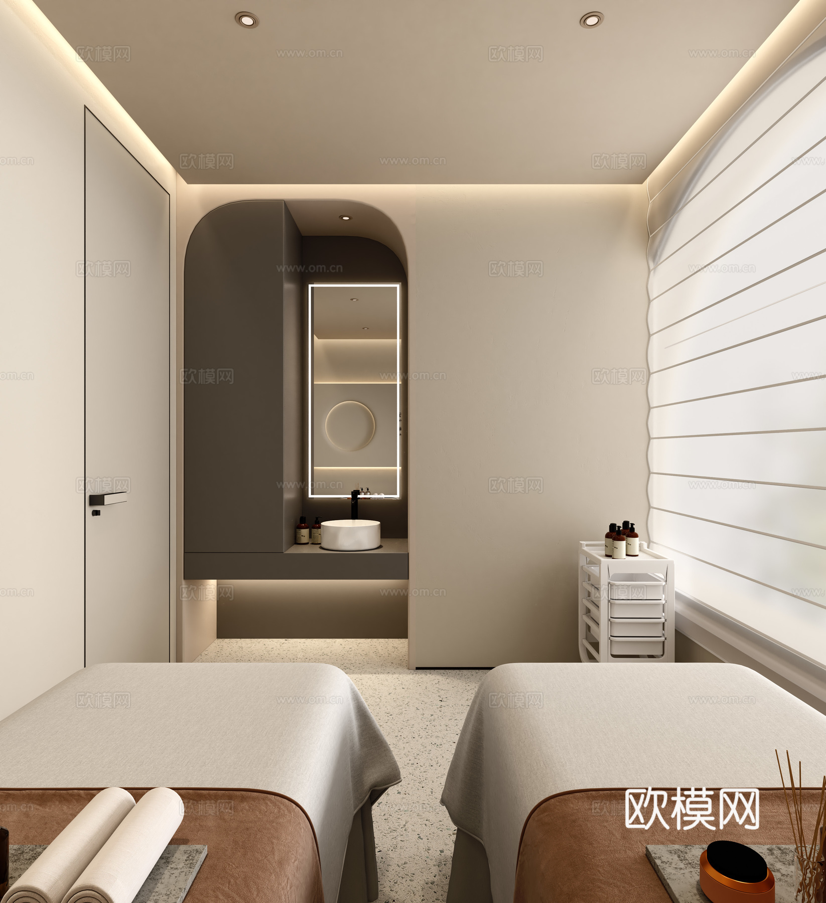 现代美容SPA 美容院包间su模型下载（渲染图2）