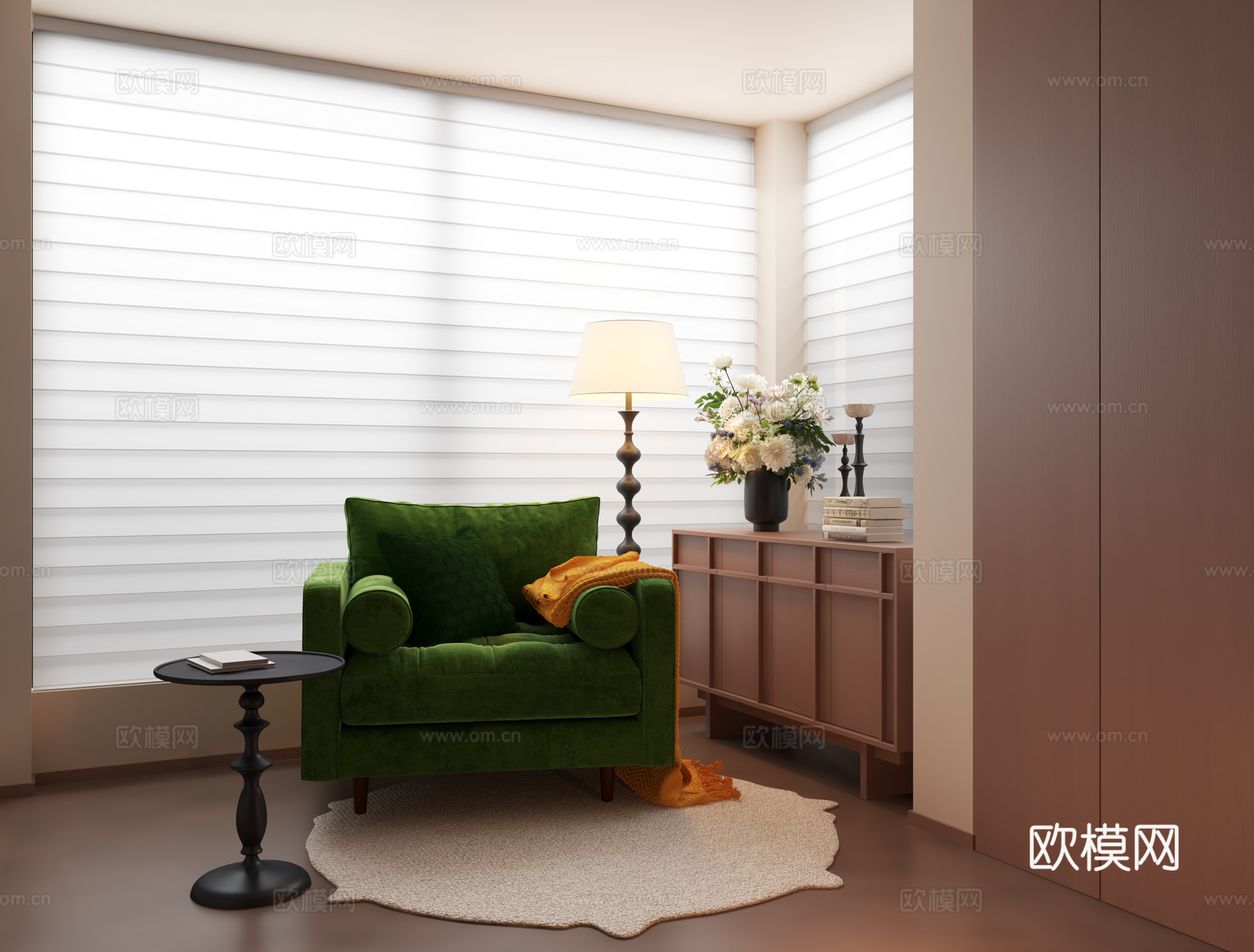 休闲沙发 绿色沙发 桌几3d模型下载