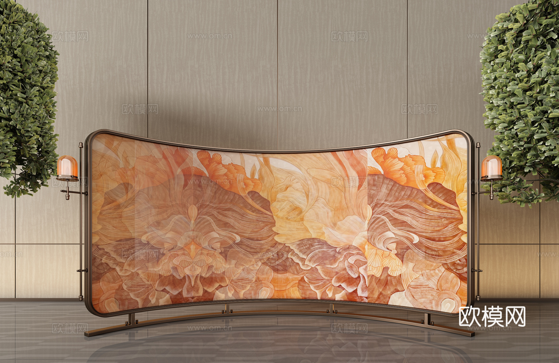 CCD 米洛提意式屏风隔断su模型下载（渲染图2）