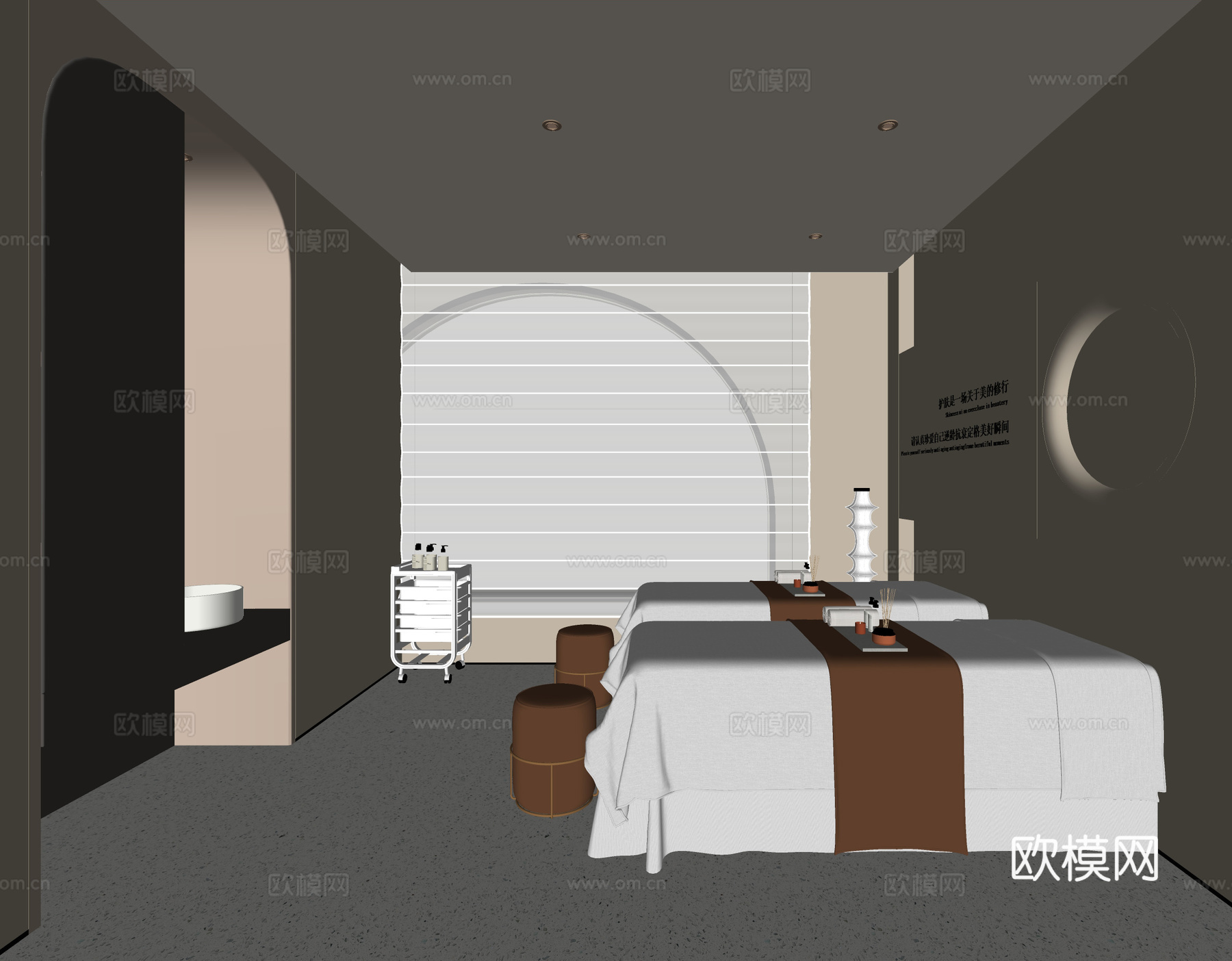 现代美容SPA 美容院包间su模型下载（渲染图1）
