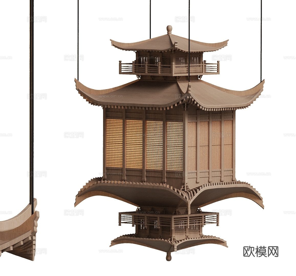 新中式吊灯 塔楼吊灯3d模型