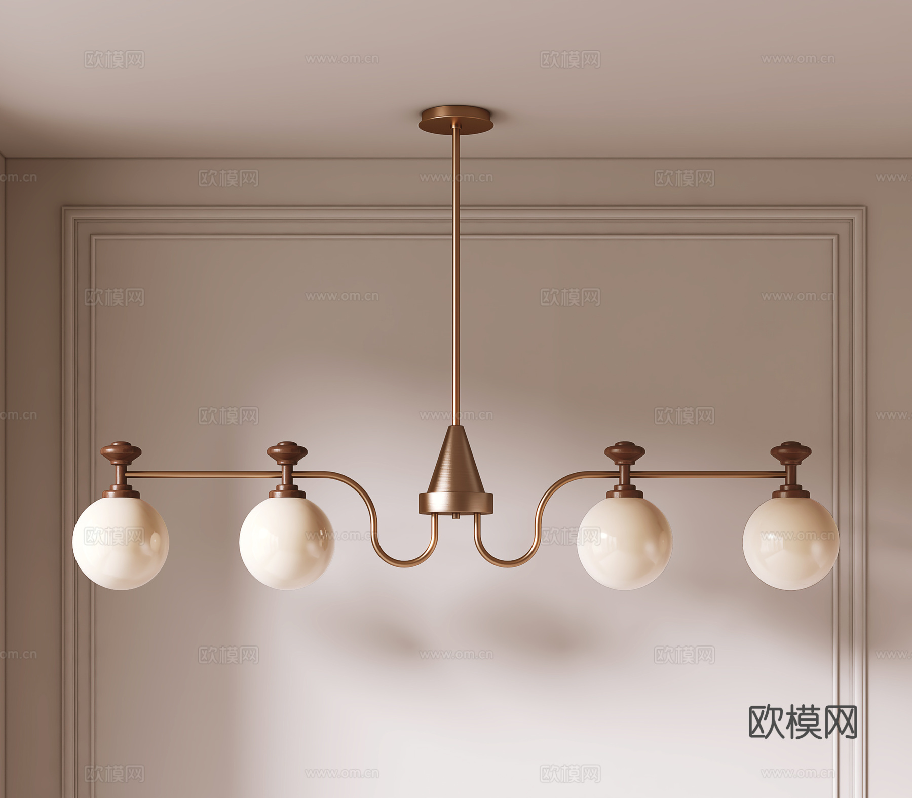 美式复古吊灯su模型下载（渲染图2）