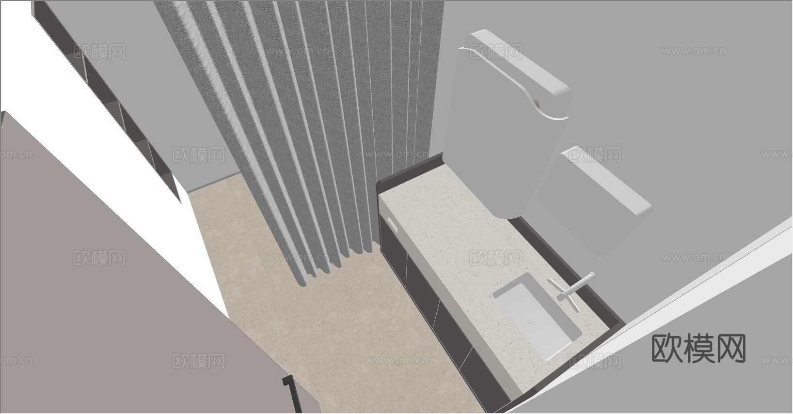 汽车品牌销售展厅 卫生间 母婴室su模型下载（渲染图1）