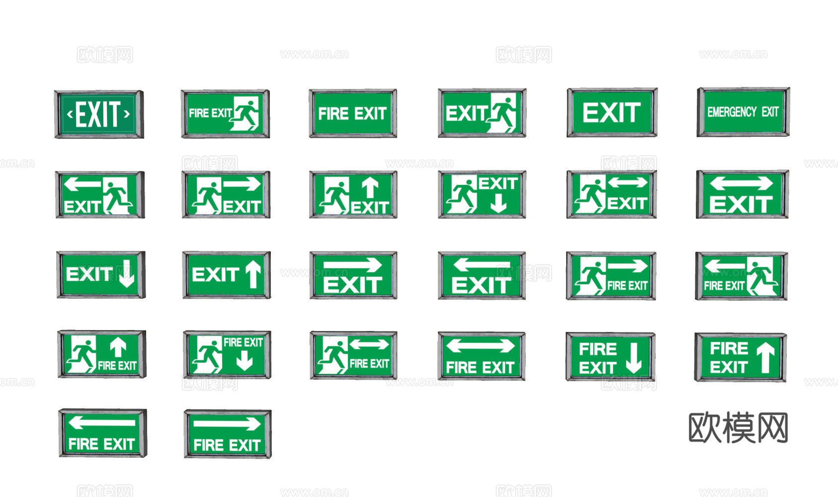 现代标识标牌 安全出口标识 标识牌su模型下载（渲染图1）