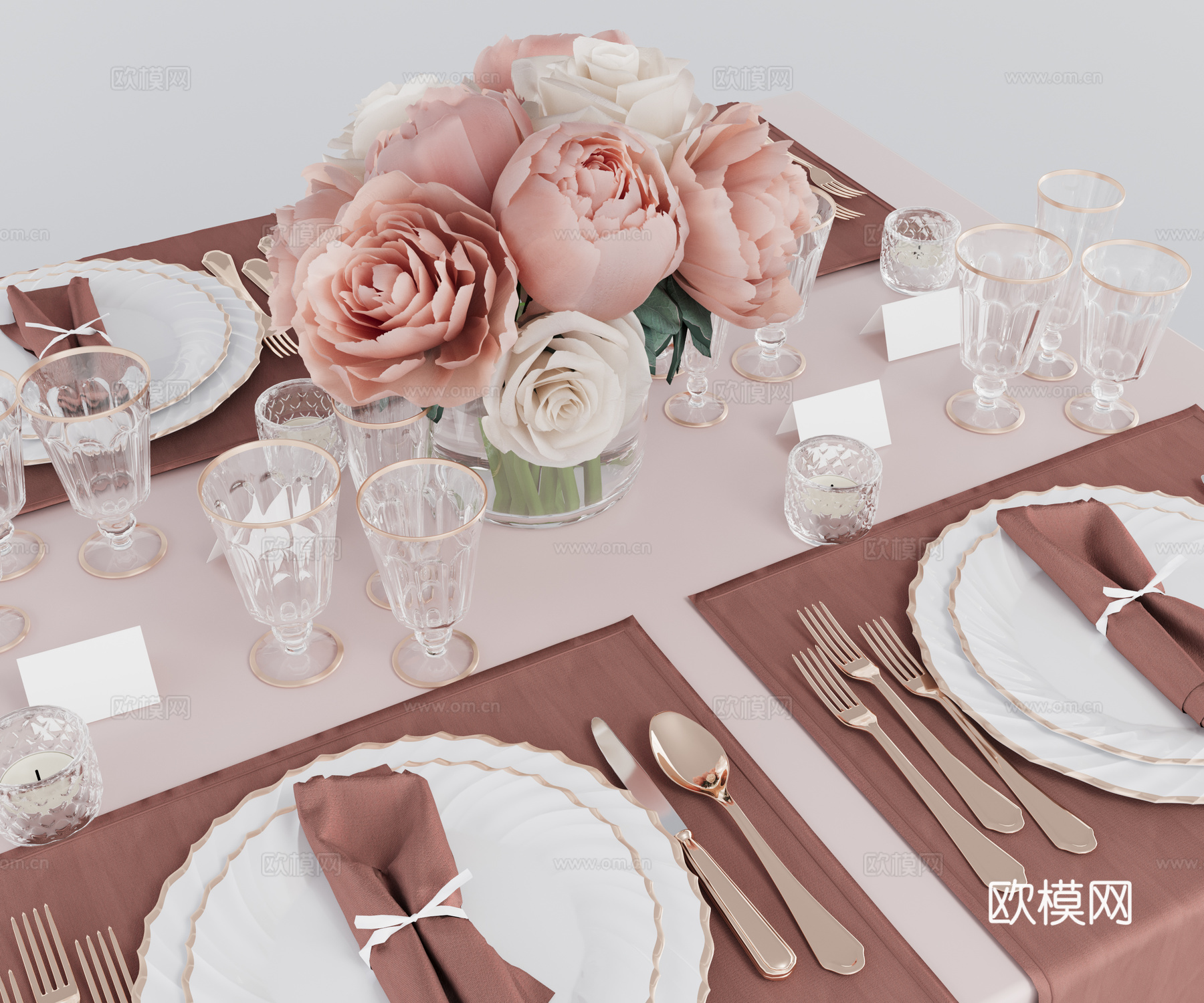 酒杯 餐具 碗碟 刀叉su模型下载（渲染图2）