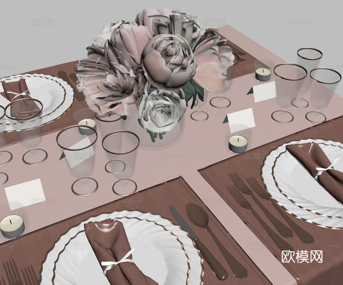 酒杯 餐具 碗碟 刀叉su模型下载（渲染图1）