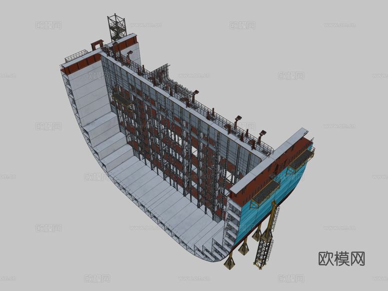 集装箱船部分3d模型下载(渲染图2)