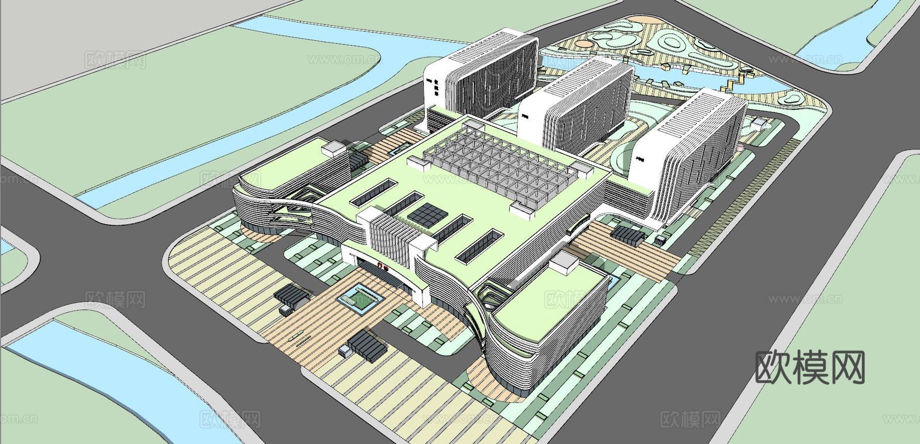 现代综合医院 医疗建筑su模型