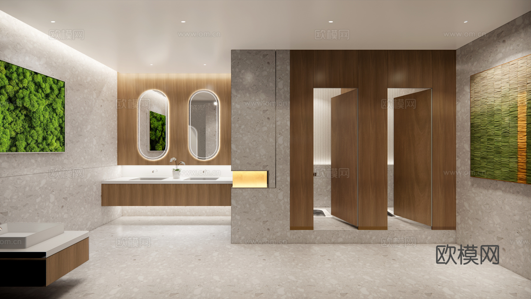 汽车品牌销售展厅 卫生间 母婴室su模型下载（渲染图3）