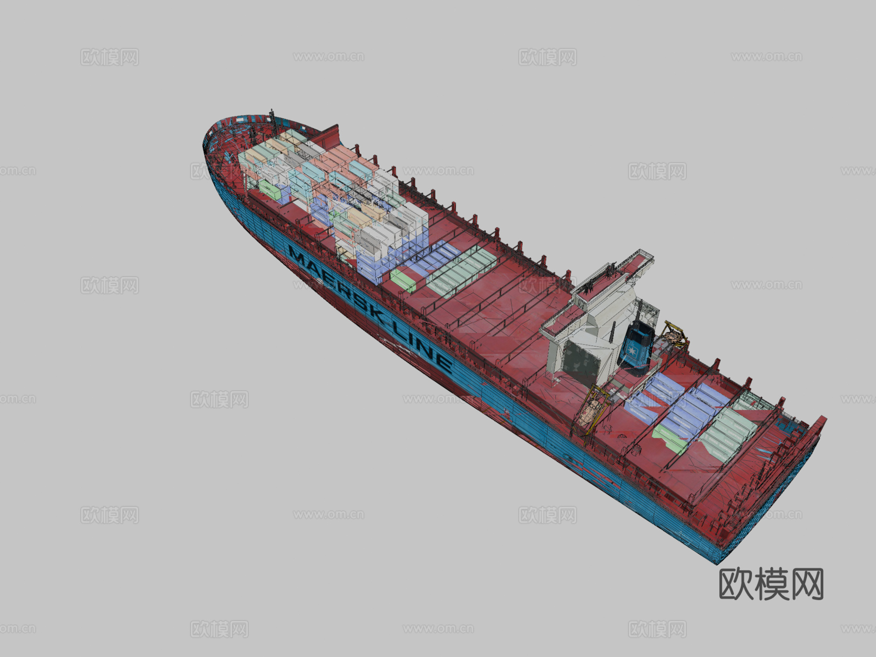 集装箱船 轮船 货船3d模型