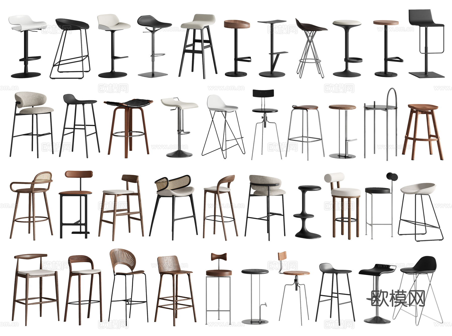 现代吧台椅su模型