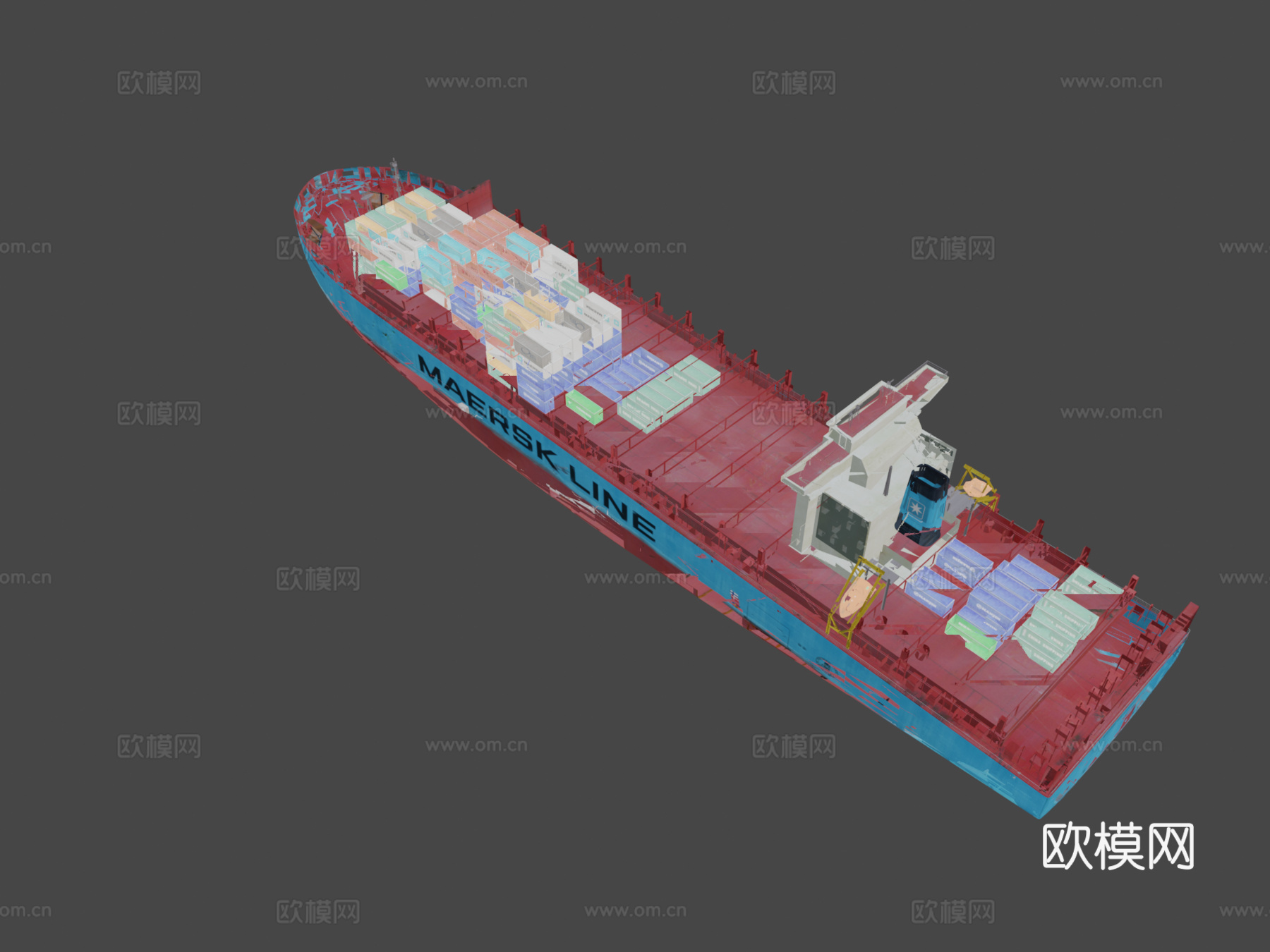 集装箱船 轮船 货船3d模型