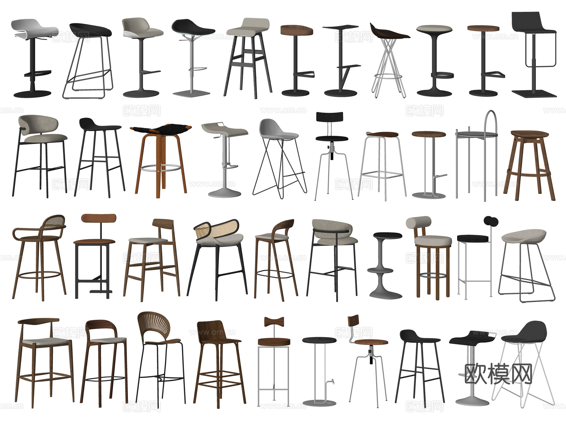 现代吧台椅su模型