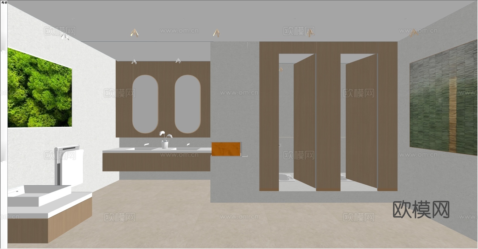 汽车品牌销售展厅 卫生间 母婴室su模型下载（渲染图6）