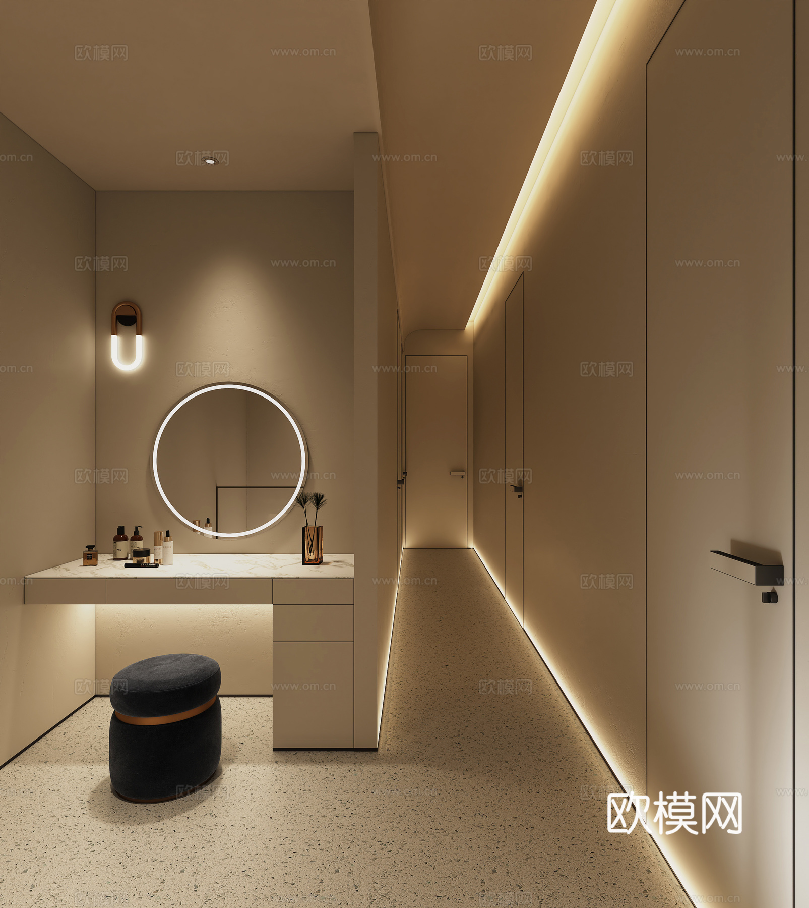 现代美容SPA 走廊过道su模型下载（渲染图2）