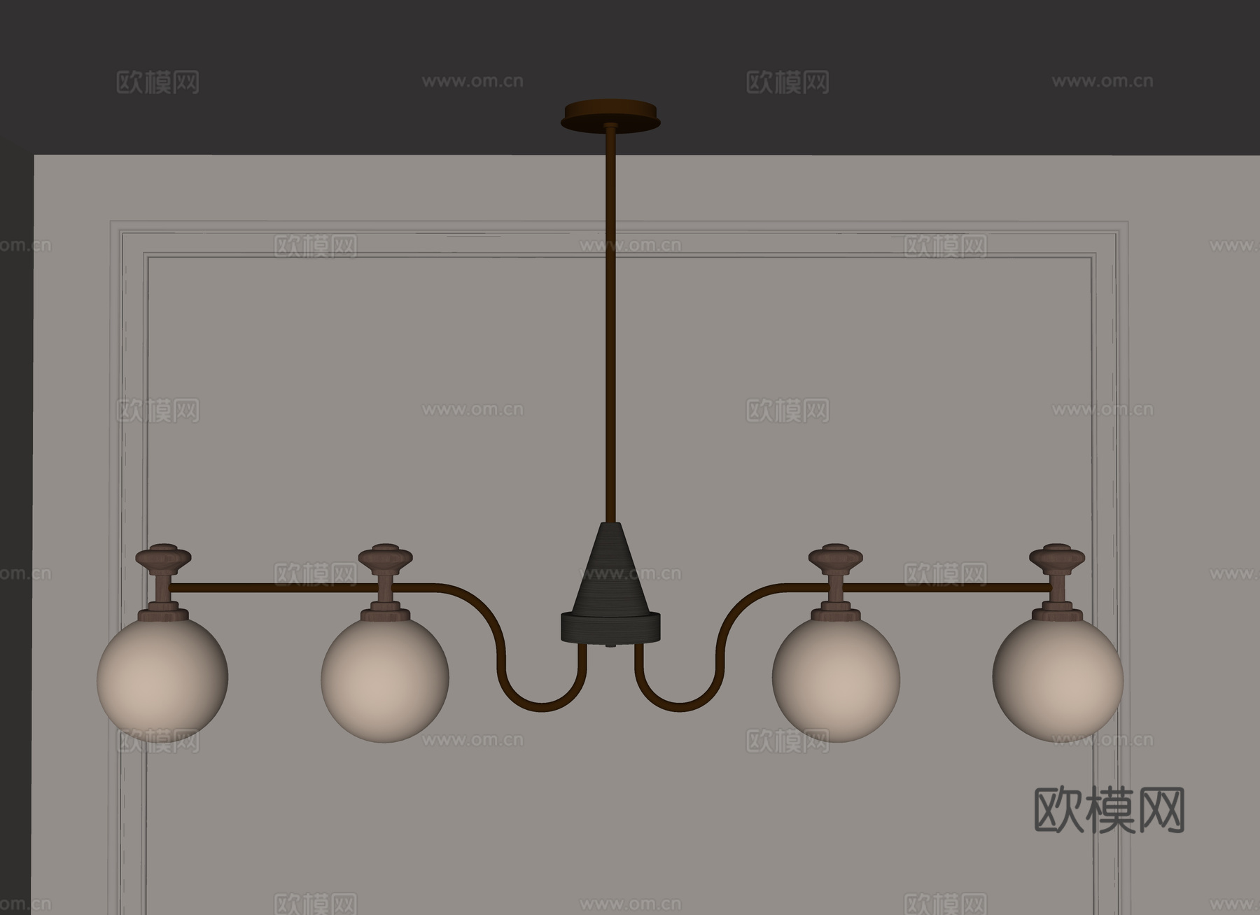 美式复古吊灯su模型下载（渲染图1）