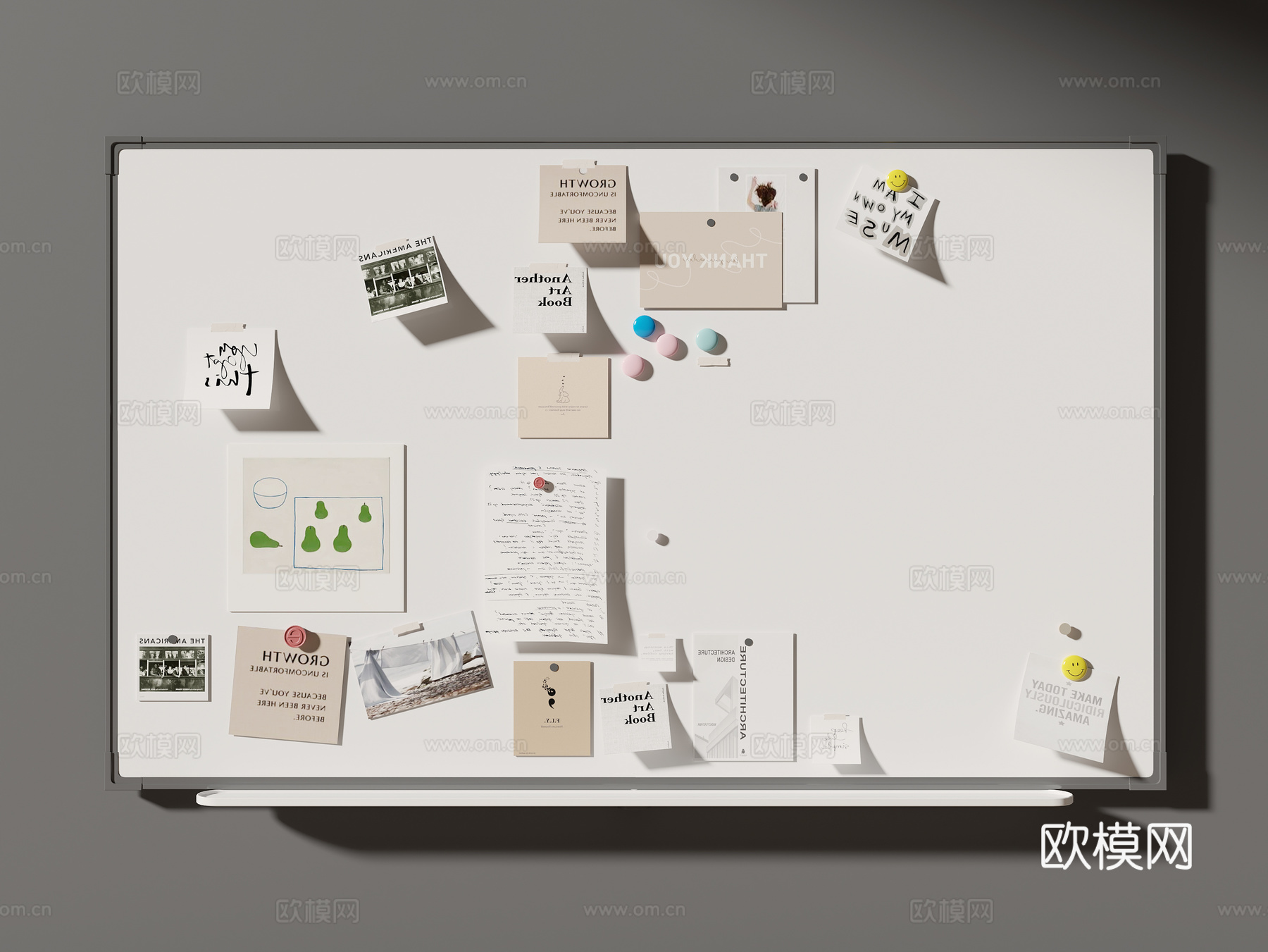 白板 办公白板su模型下载（渲染图2）