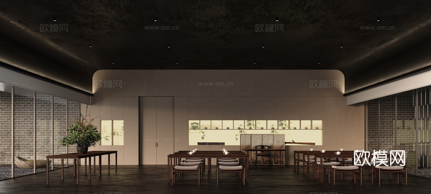 新中式茶馆3d模型下载（渲染图1）