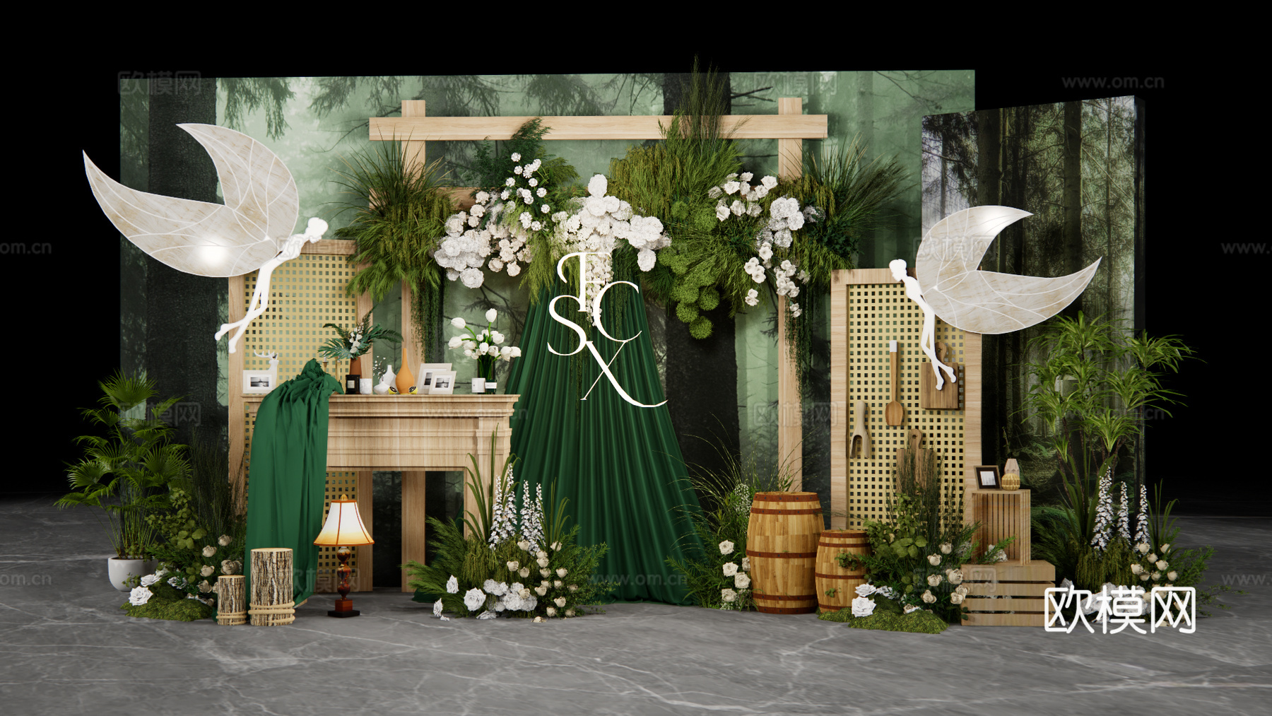 森系婚礼展示布景su模型下载（渲染图5）