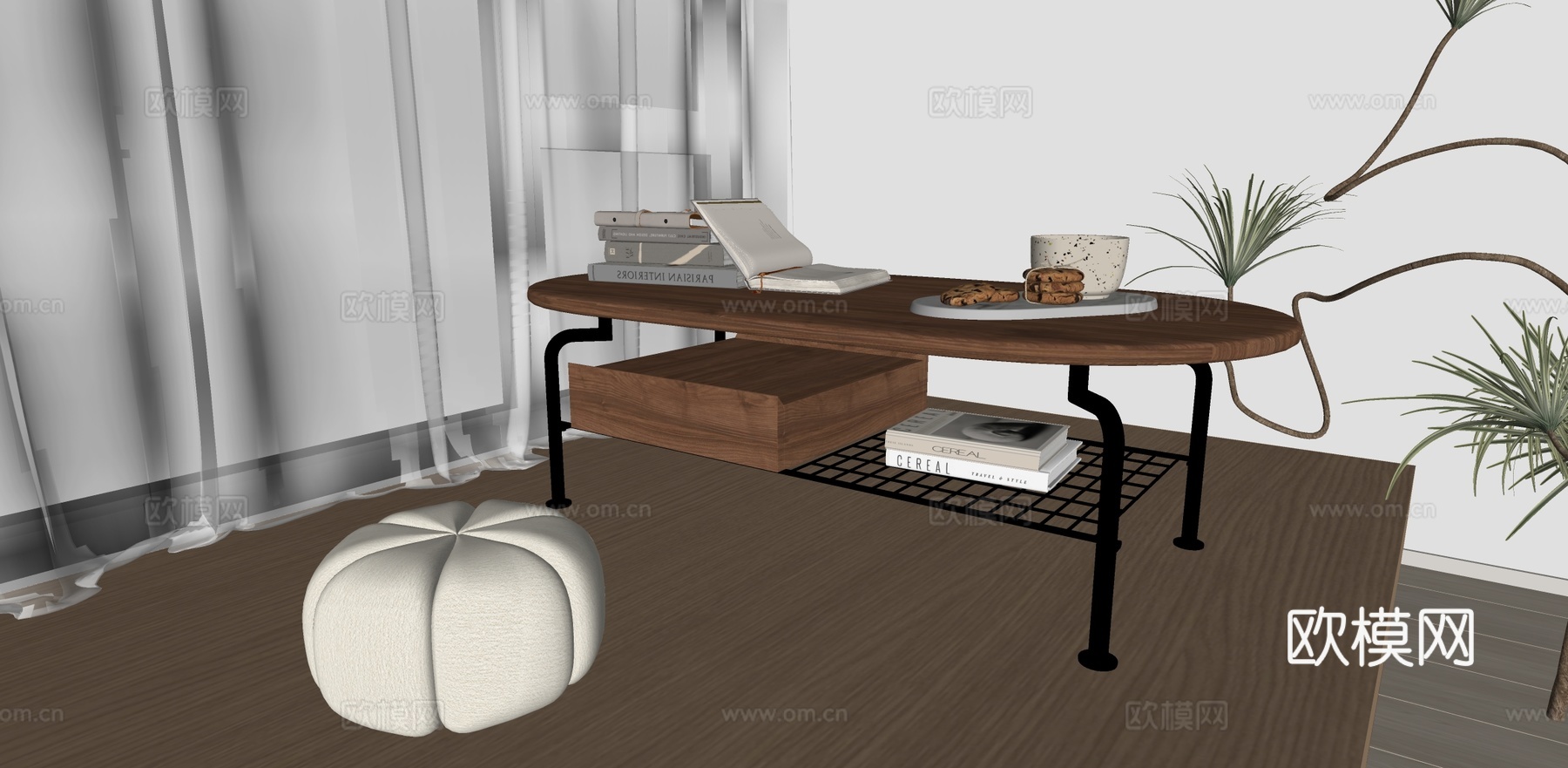 法式茶几 泡茶桌su模型下载（渲染图1）
