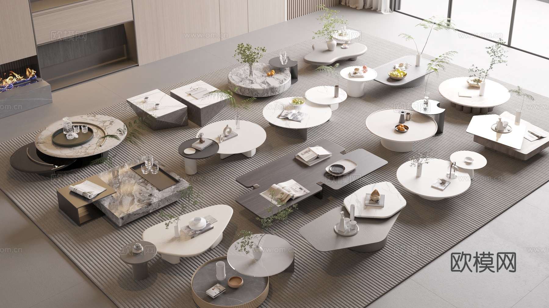 现代茶几su模型下载（渲染图2）