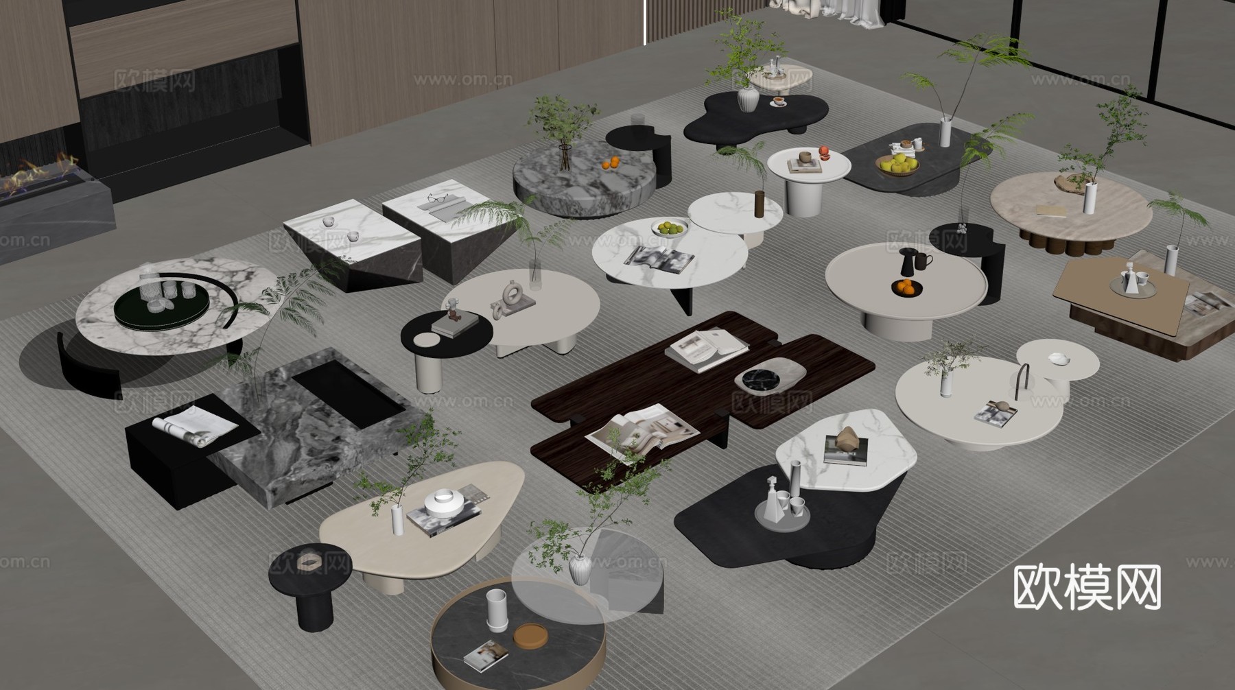 现代茶几su模型下载（渲染图1）