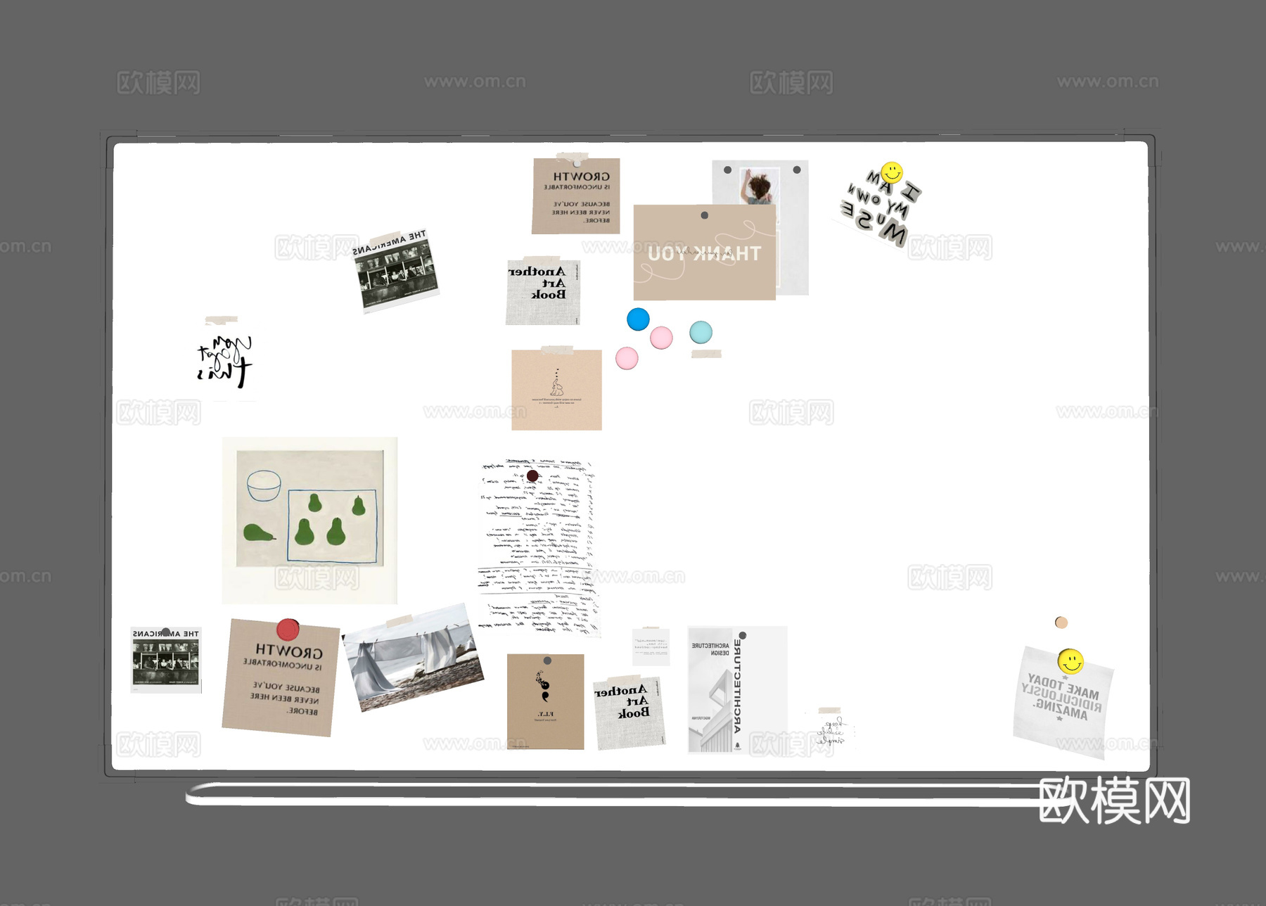 白板 办公白板su模型下载（渲染图1）