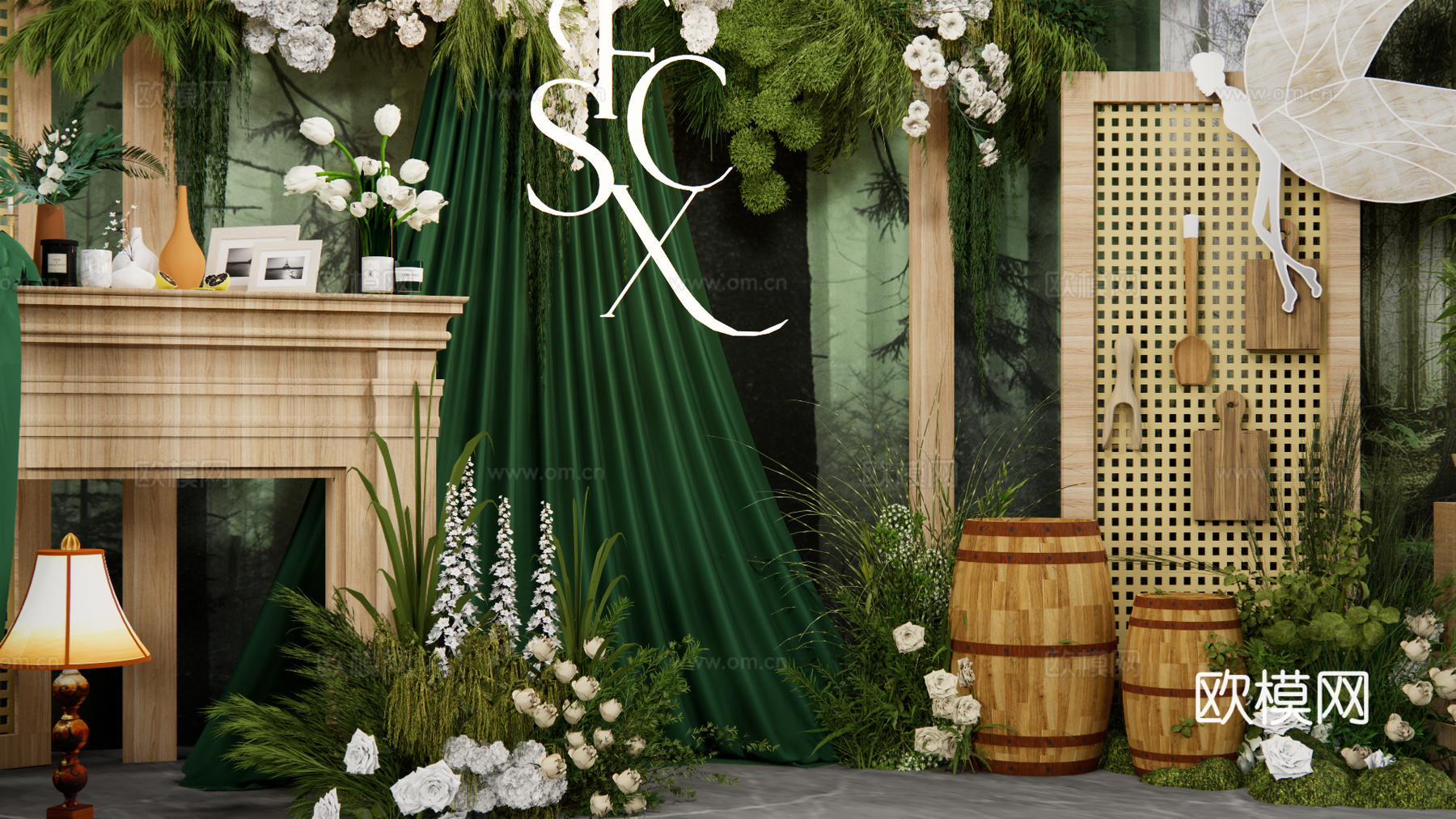 森系婚礼展示布景su模型下载（渲染图3）