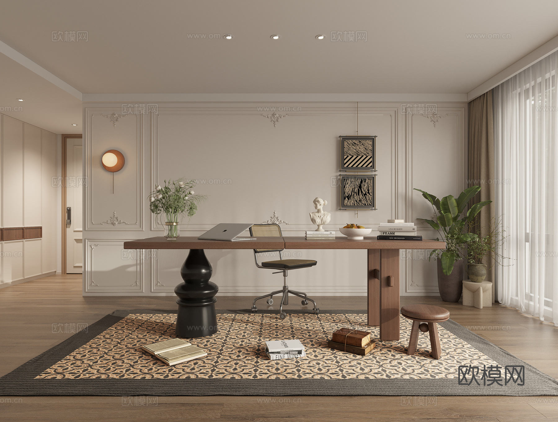 中古书房3d模型下载