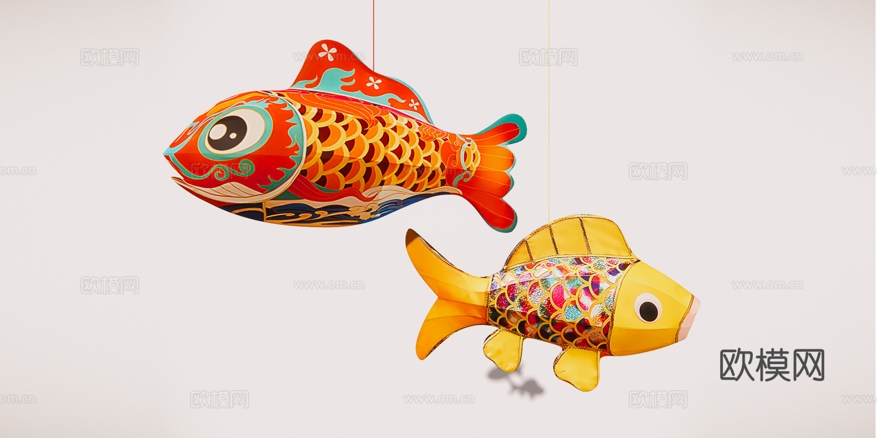 中式鱼灯笼 灯笼 国潮美陈 春节美陈su模型下载（渲染图2）