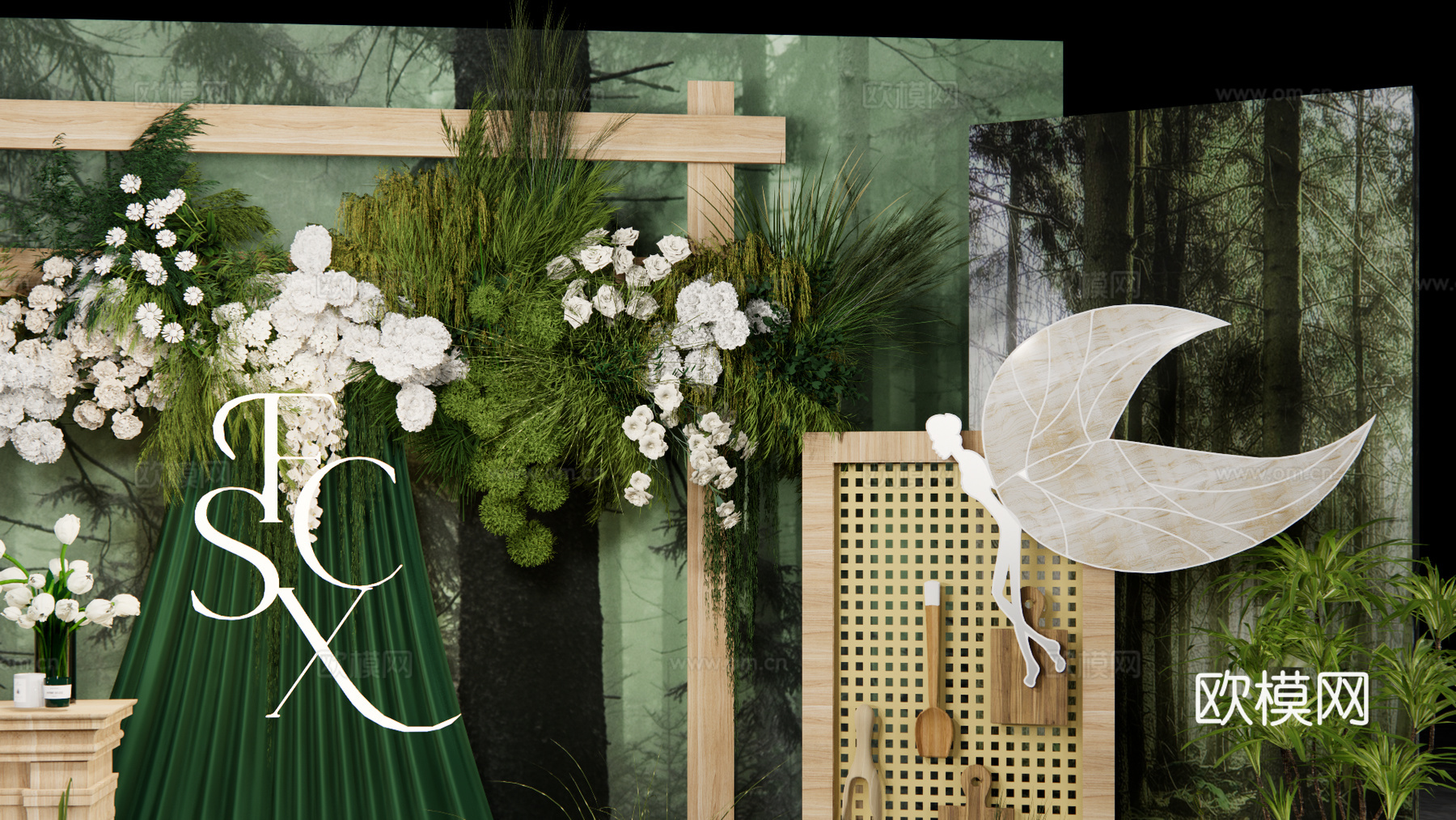 森系婚礼展示布景su模型下载（渲染图4）