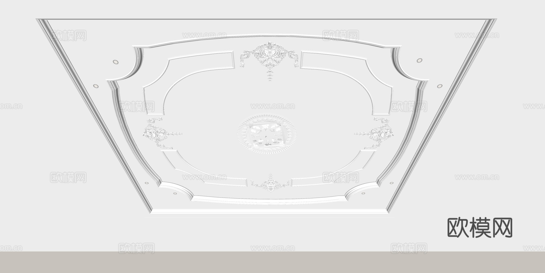欧式天花吊顶su模型下载（渲染图3）
