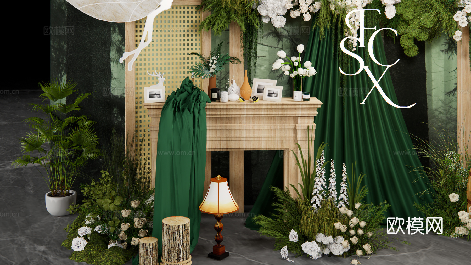 森系婚礼展示布景su模型下载（渲染图2）