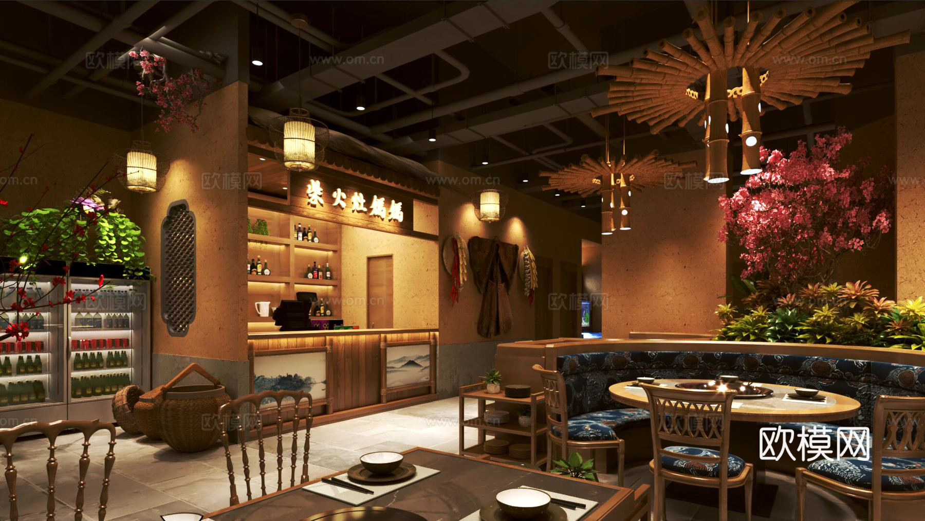 中餐厅 家常菜馆3d模型下载（渲染图2）