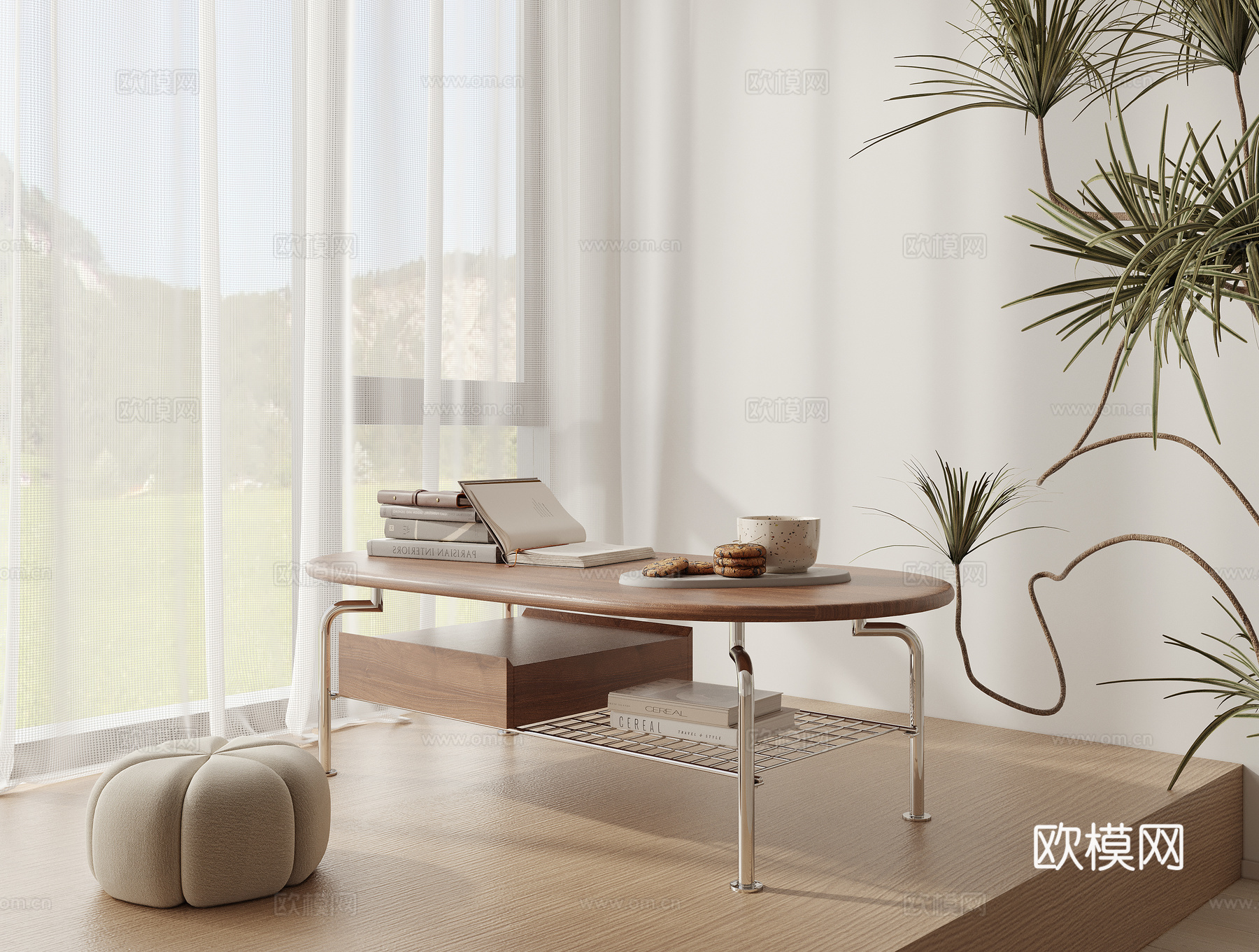 法式茶几 泡茶桌su模型下载（渲染图2）