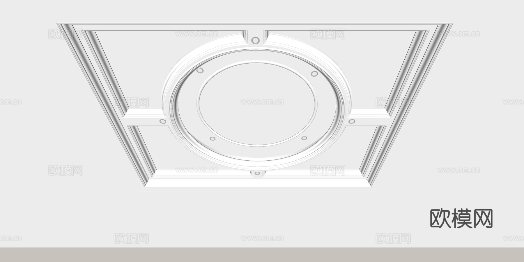 欧式天花吊顶su模型下载（渲染图1）
