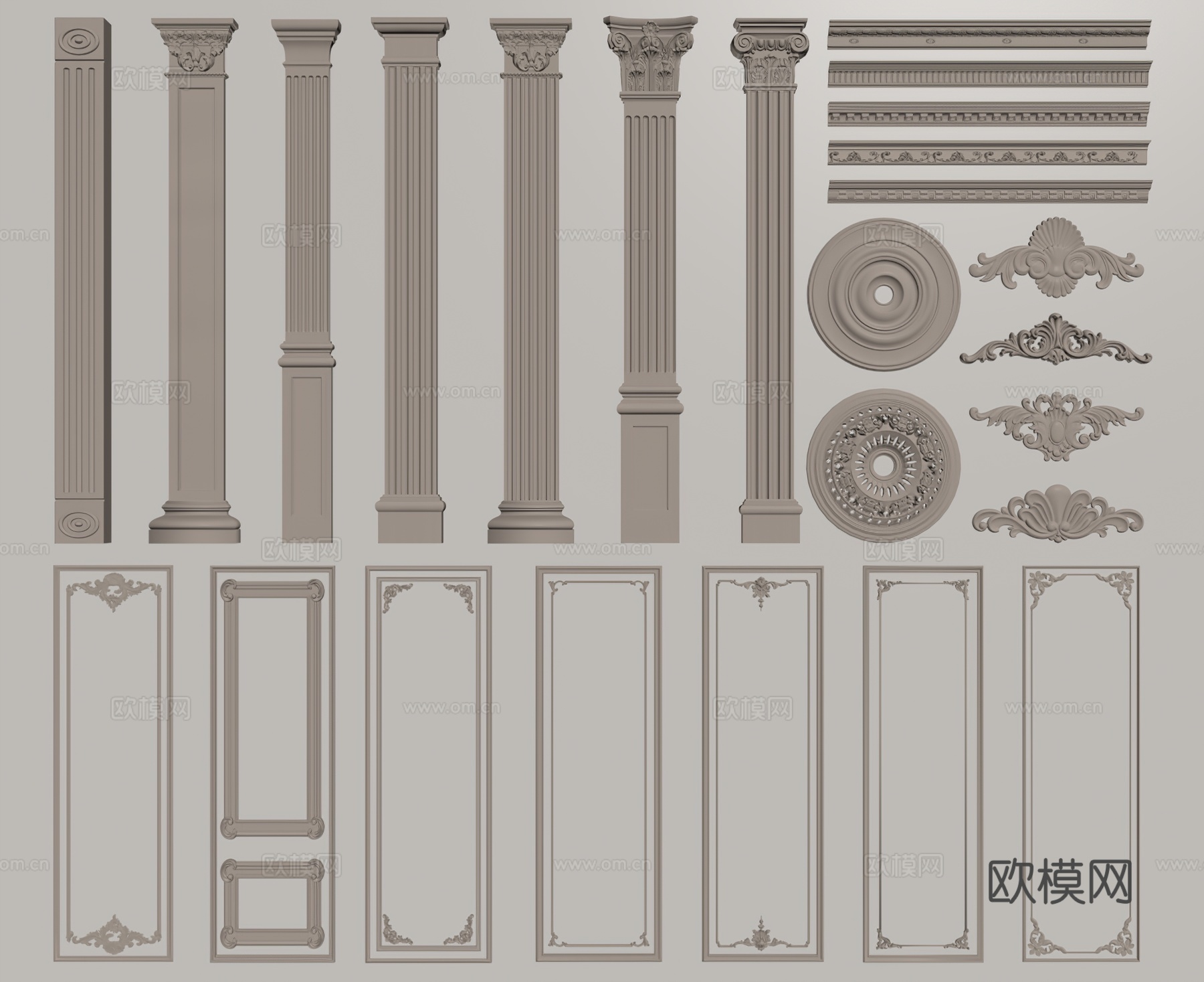 法式石膏线su模型下载（渲染图1）